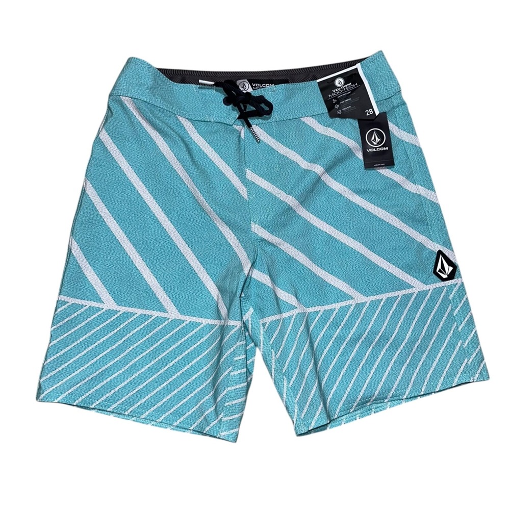 Volcom Mens Big Boys Size 28 Quarta Static Mod-Tech Boardshorts Neon Blue‎ NWT